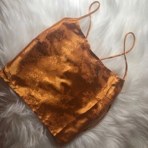 Satin Laced-Up Cropped Cami Top